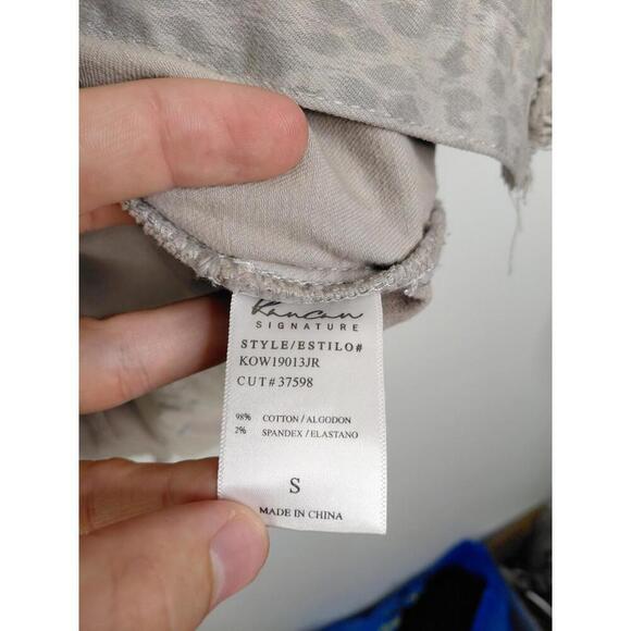 Kancan Jacket Womens Small Signature Leopard Gray Distressed Ripped Long Length - Picture 8 of 10